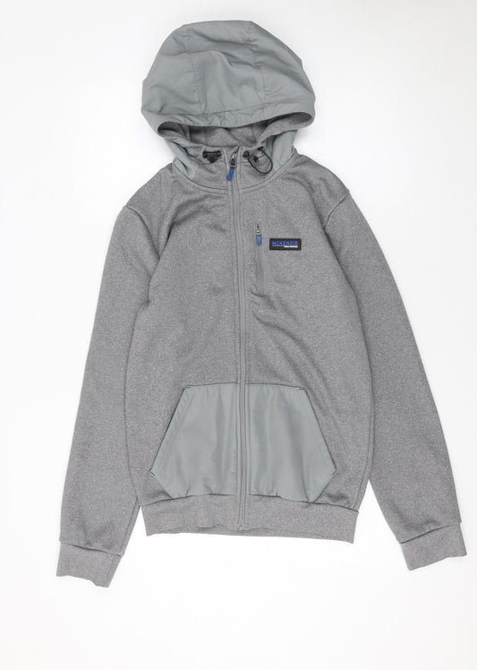 McKenzie Men Grey Full Zip Fleece Hoodie Size S Regular Fit