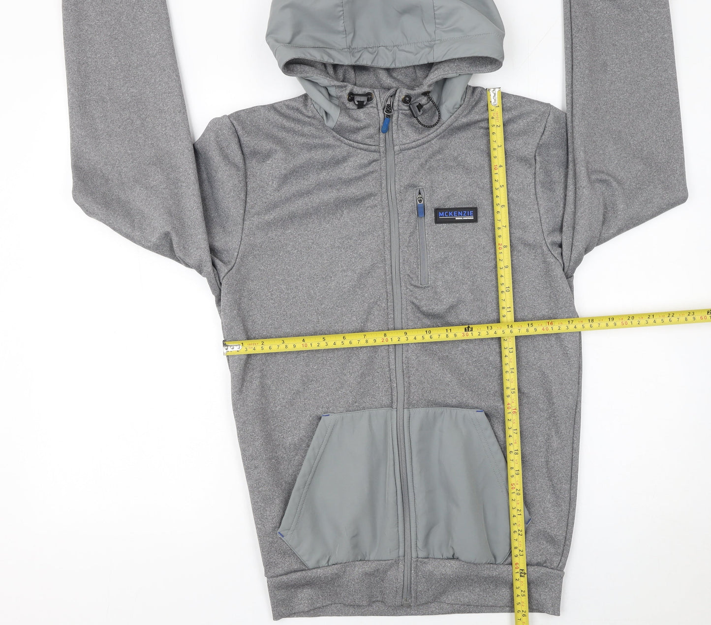 McKenzie Men Grey Full Zip Fleece Hoodie Size S Regular Fit