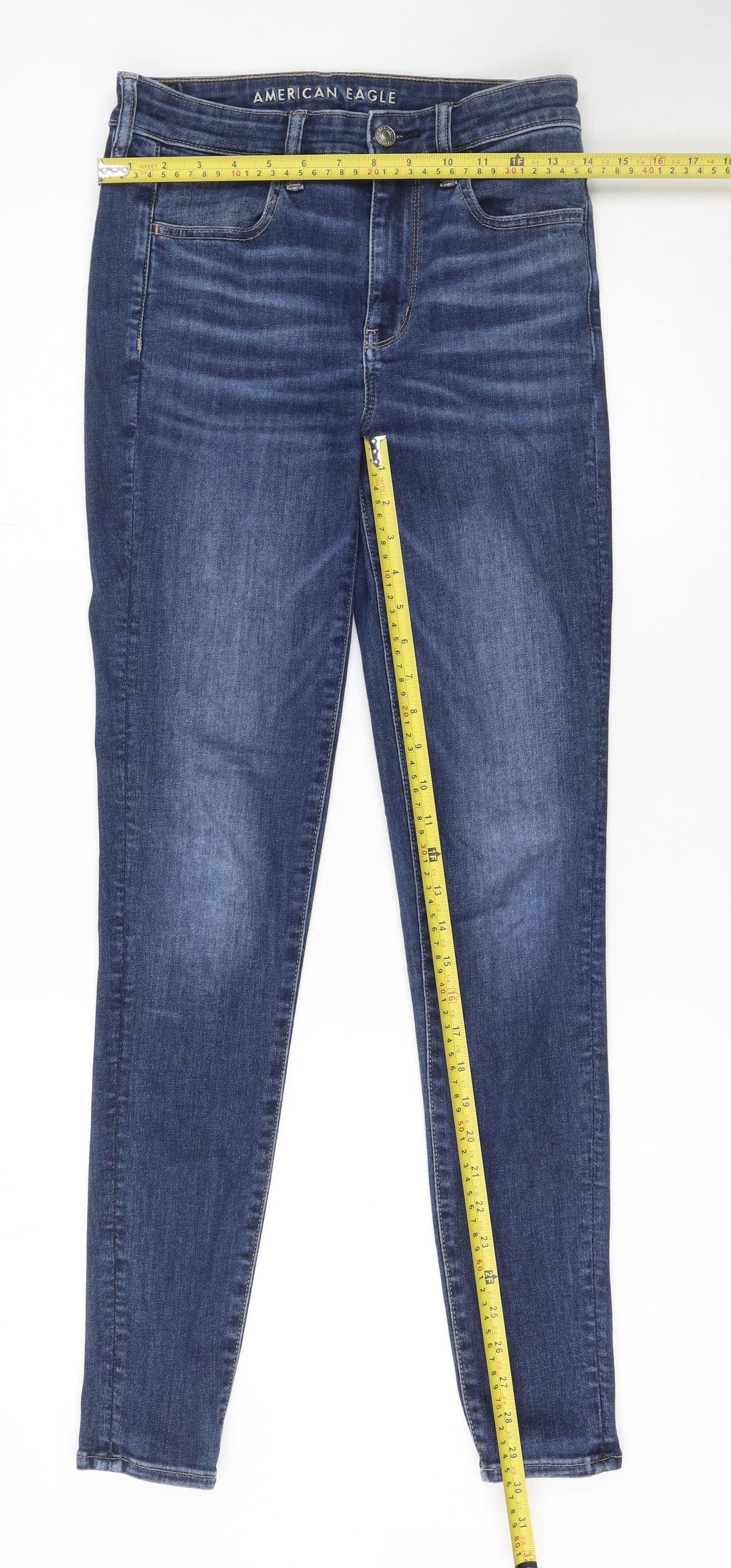 American Eagle Women’s Blue Skinny Jeans Size 10 Tall Denim Stretch