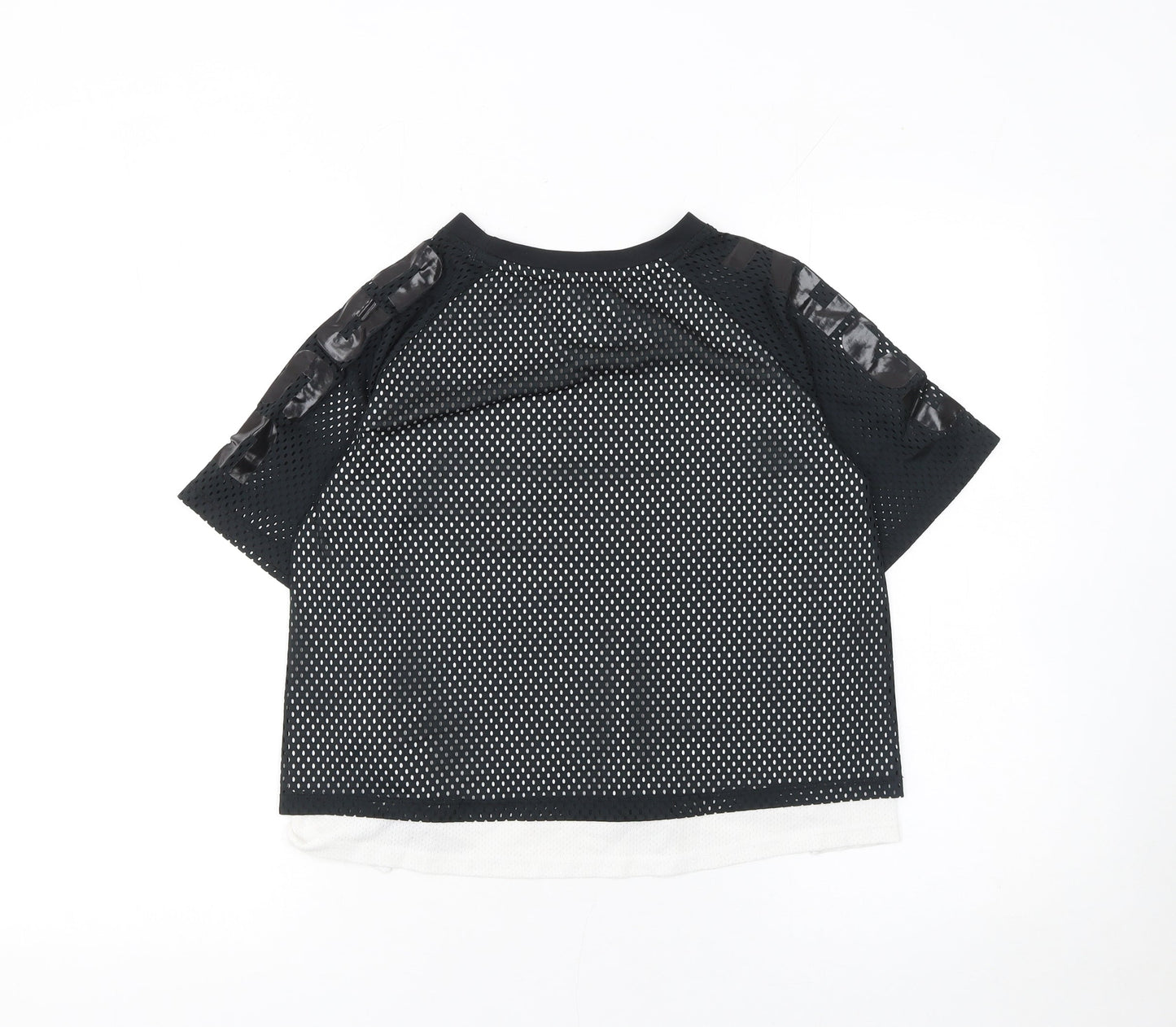 Converse Girls Black Mesh Cropped T-Shirt Size 12-13 Years Summer Activewear