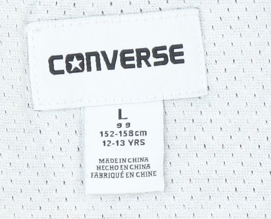 Converse Girls Black Mesh Cropped T-Shirt Size 12-13 Years Summer Activewear