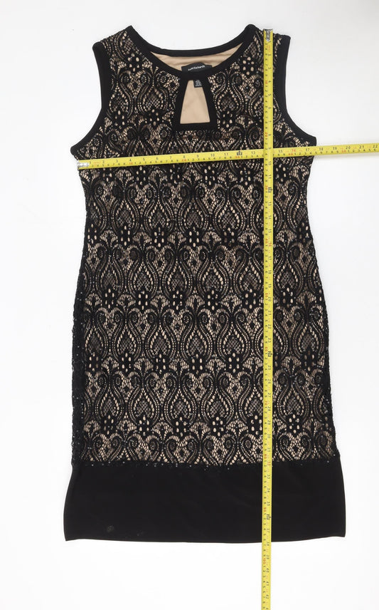 R&M Richards Women’s Black Lace Sheath Knee Length Dress Size 14 Party Formal