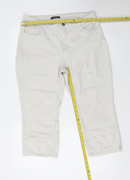 Dunnes Womens Beige Striped Straight Stretch Jeans Size 16