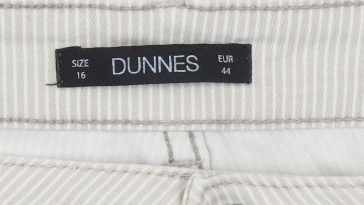 Dunnes Womens Beige Striped Straight Stretch Jeans Size 16