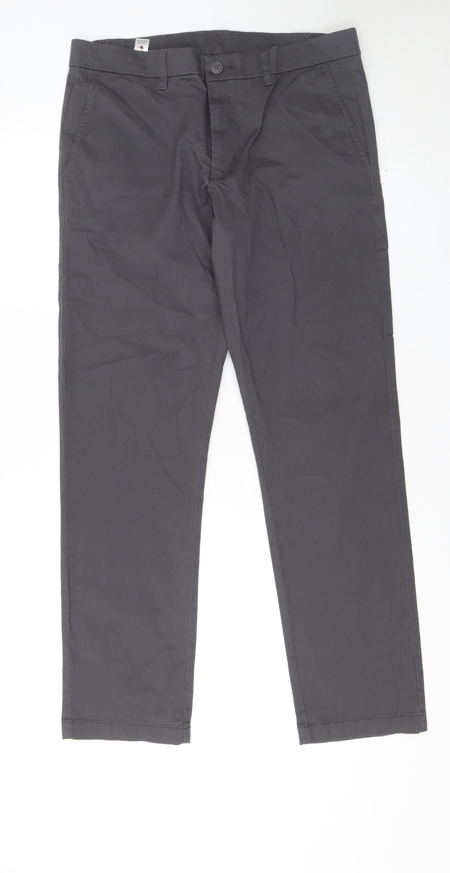 Dunnes Stores Men's Grey Chino Trousers 32W 30L Cotton Blend Casual