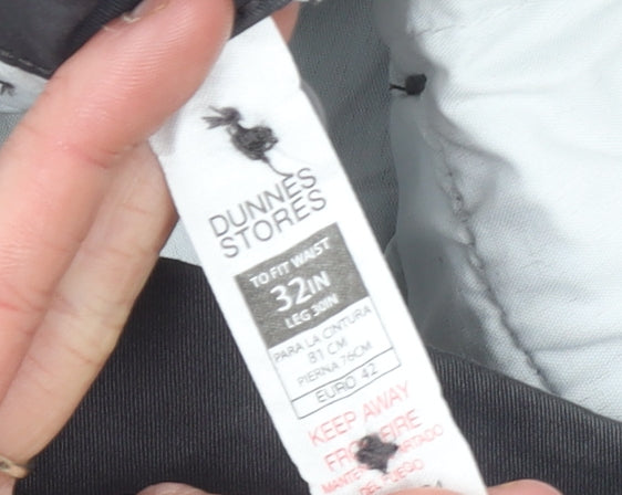 Dunnes Stores Men's Grey Chino Trousers 32W 30L Cotton Blend Casual