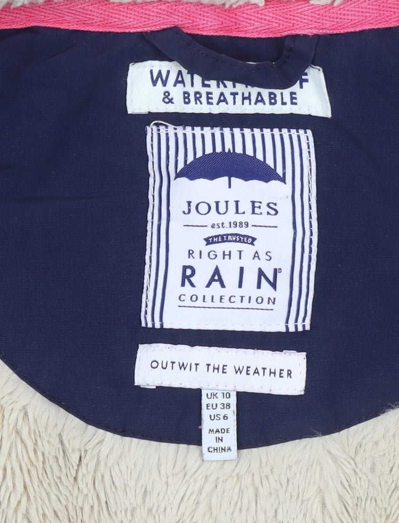 Joules Women’s Blue Waterproof Hooded Parka Coat Size 10