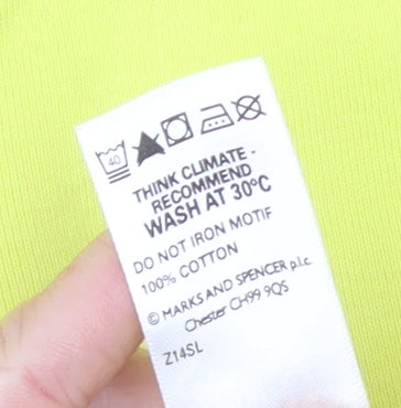 Marks and Spencer Women's Yellow V-Neck Cotton T-Shirt Size 14