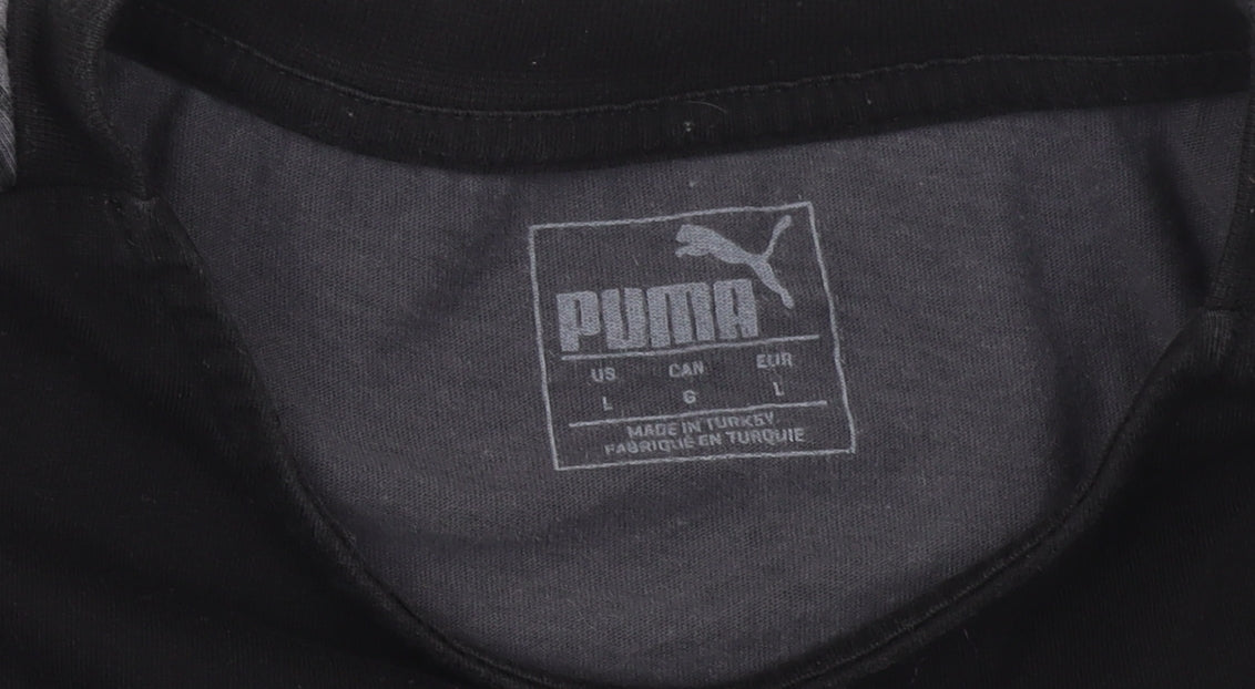 Puma Men’s Black Geometric Panel Crew Neck T-Shirt Size L