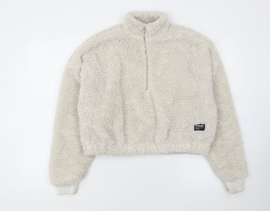 Dr Denim Womens Beige Fleece 1/4 Zip Pullover Sweatshirt Size S