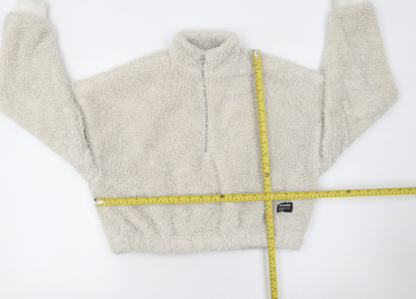 Dr Denim Womens Beige Fleece 1/4 Zip Pullover Sweatshirt Size S