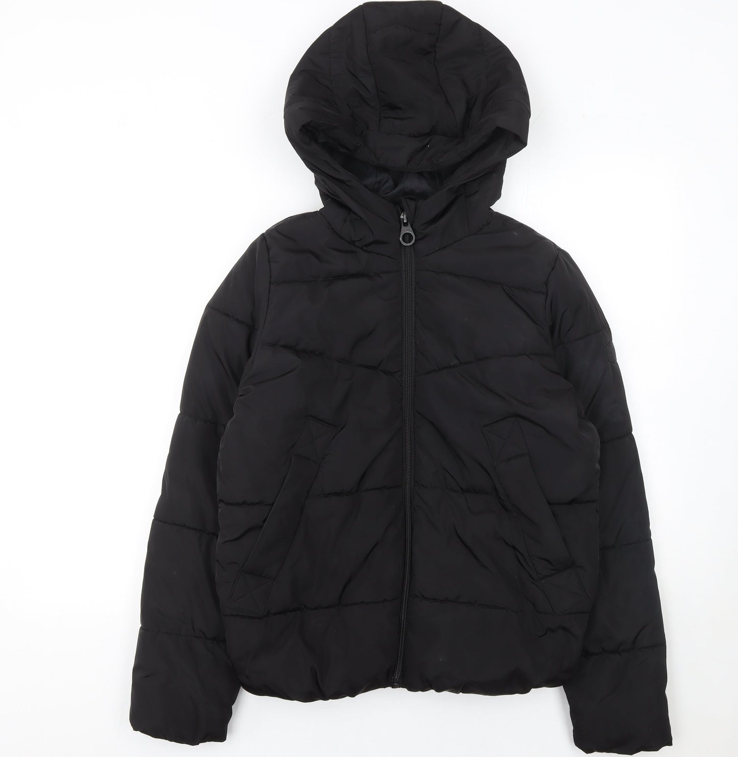 ONLY Women’s Black Hooded Puffer Jacket Size S Polyester Winter Coat