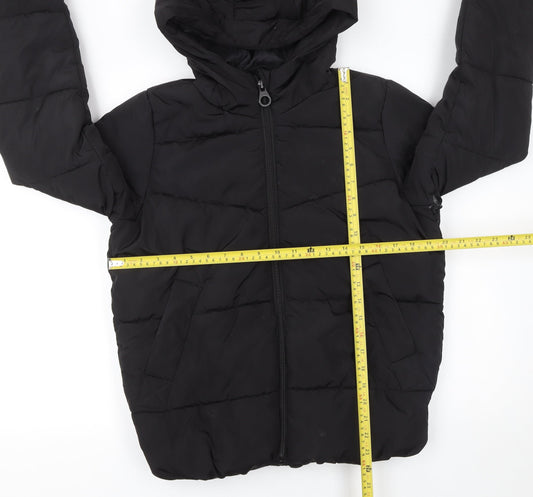 ONLY Women’s Black Hooded Puffer Jacket Size S Polyester Winter Coat