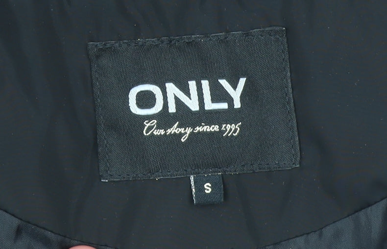 ONLY Women’s Black Hooded Puffer Jacket Size S Polyester Winter Coat