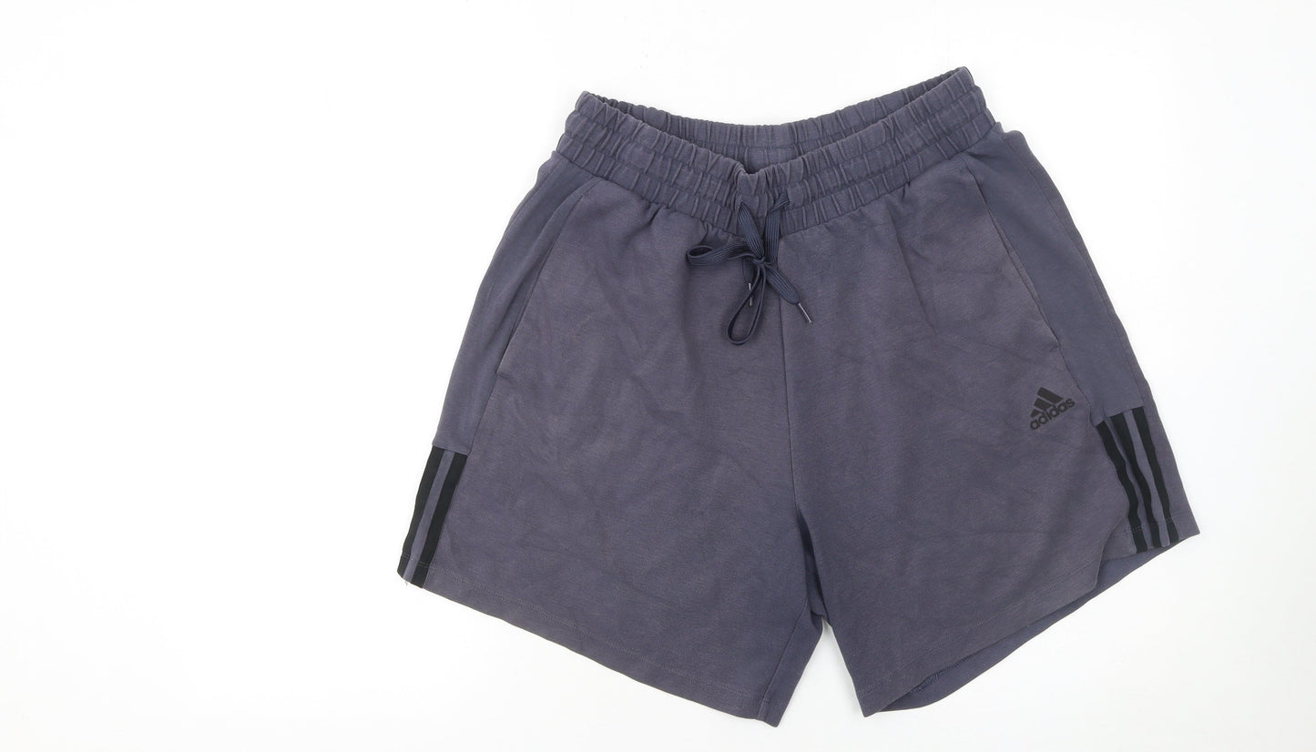 Adidas Men’s Grey Sweat Shorts M Regular Fit Drawstring Sports Casual