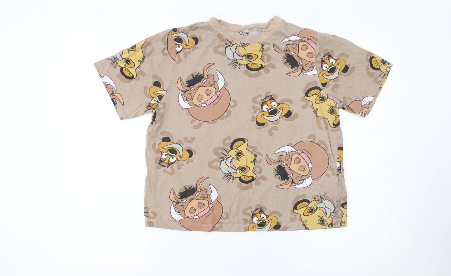 Disney Women’s Beige Lion King Cartoon T-Shirt Size S 100% Cotton