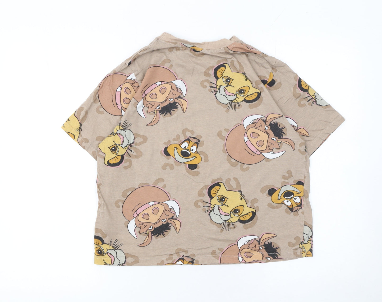 Disney Women’s Beige Lion King Cartoon T-Shirt Size S 100% Cotton