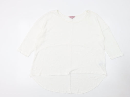 Phase Eight Women’s White Relaxed Knit 3/4 Sleeve Jumper Size 16