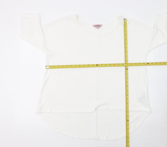 Phase Eight Women’s White Relaxed Knit 3/4 Sleeve Jumper Size 16