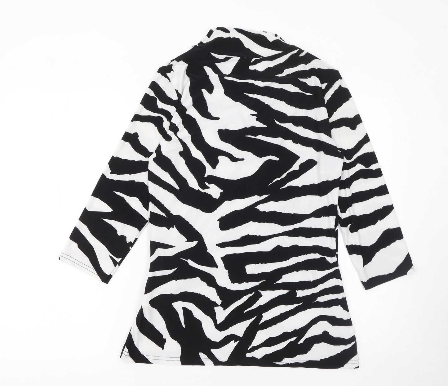 Bodyflirt Boutique Women's Black Animal Print Wrap Blouse M