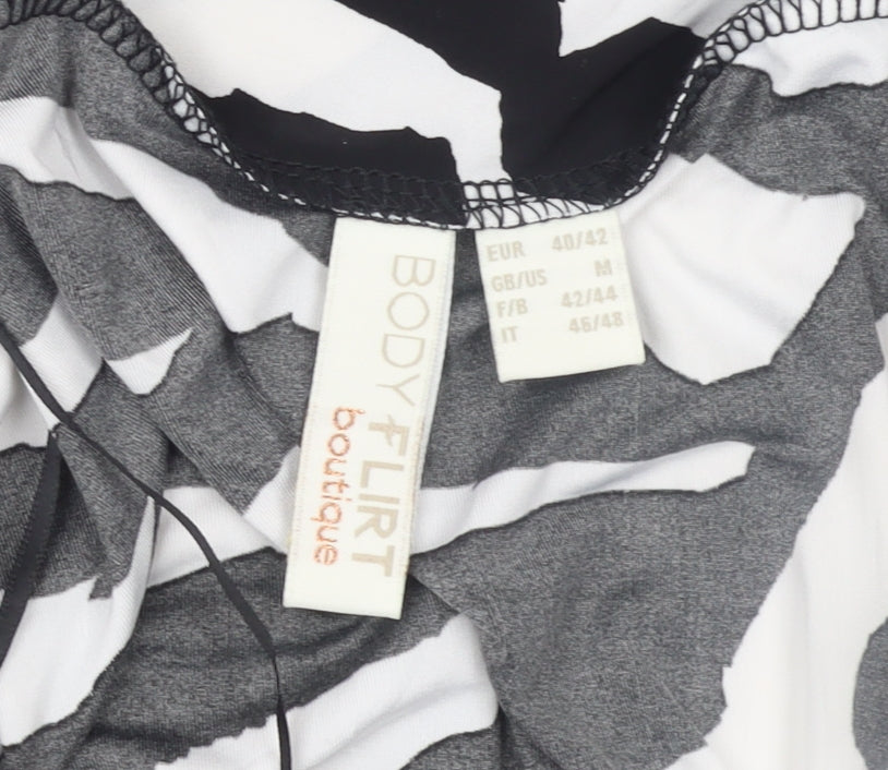 Bodyflirt Boutique Women's Black Animal Print Wrap Blouse M