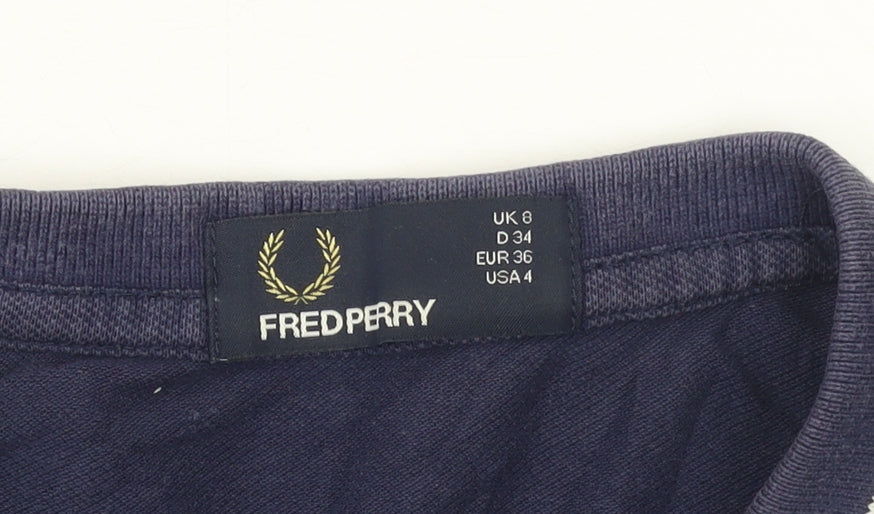 Fred Perry Women Blue Size 8 Polo Shirt Dress Collared Casual Stretch