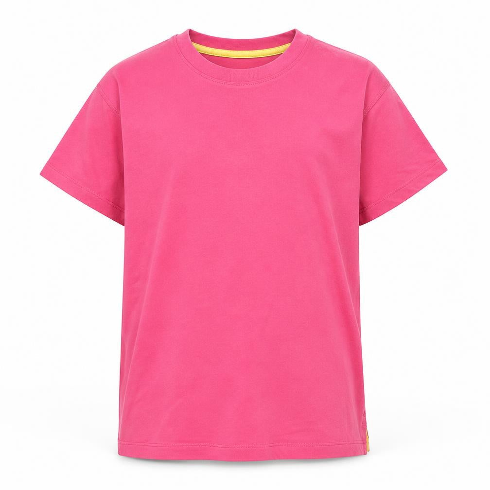 Front view of Johnnie b girls’ pink 13-14 years cotton short sleeve crew neck t-shirt