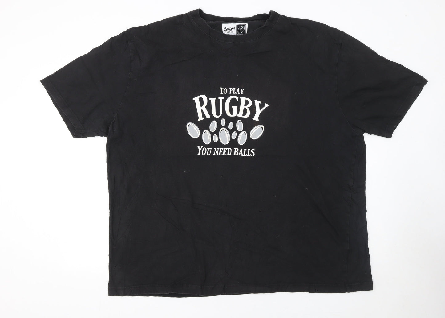 Cotton Traders Men's Black 3XL Rugby Graphic Short Sleeve T-Shirt