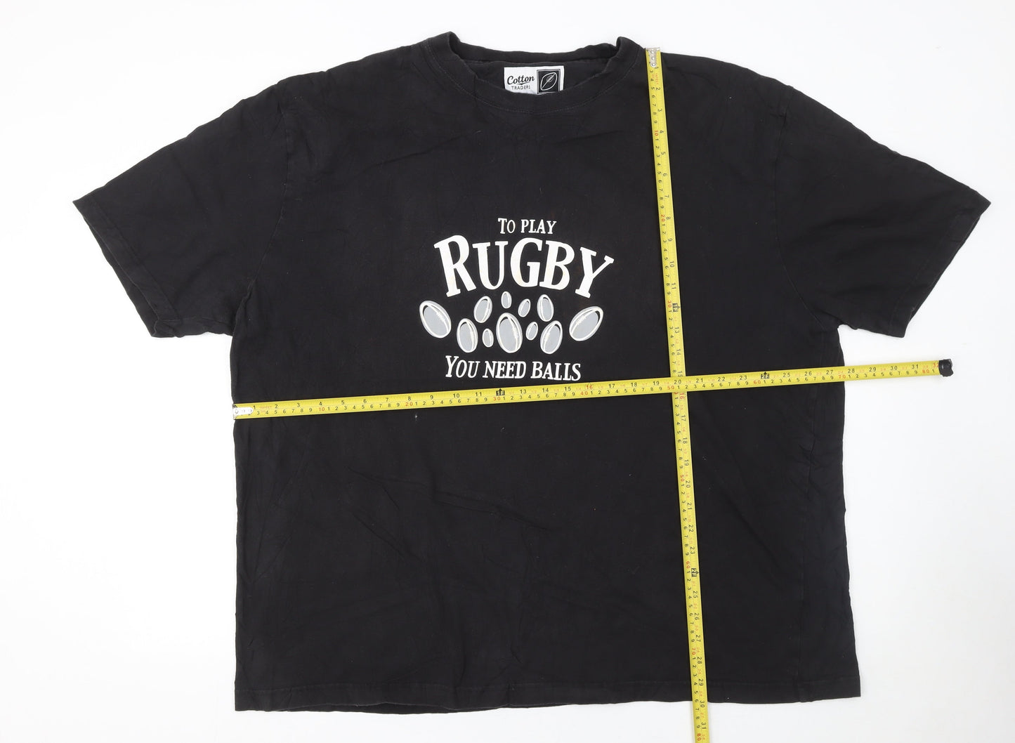 Cotton Traders Men's Black 3XL Rugby Graphic Short Sleeve T-Shirt