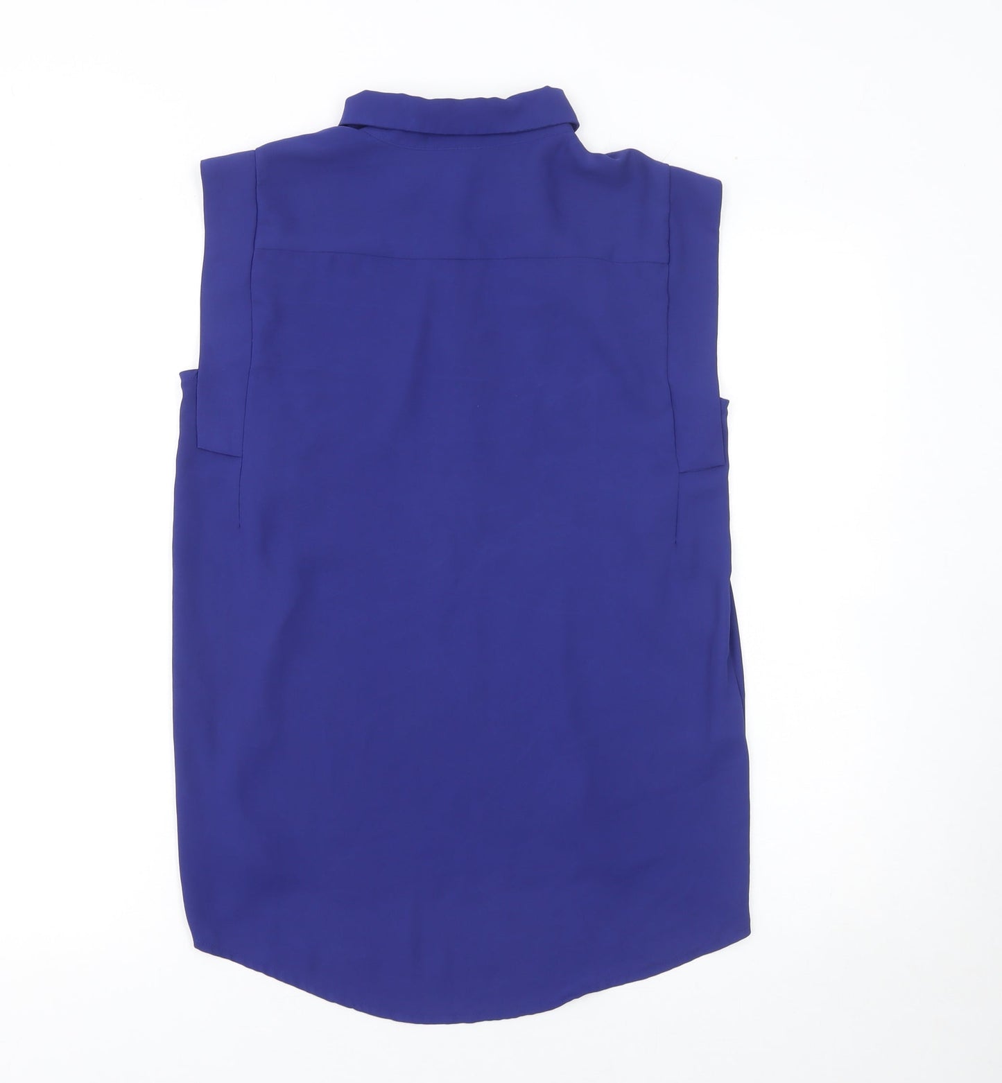 Mango Women’s Blue Sleeveless Collared Blouse Size S
