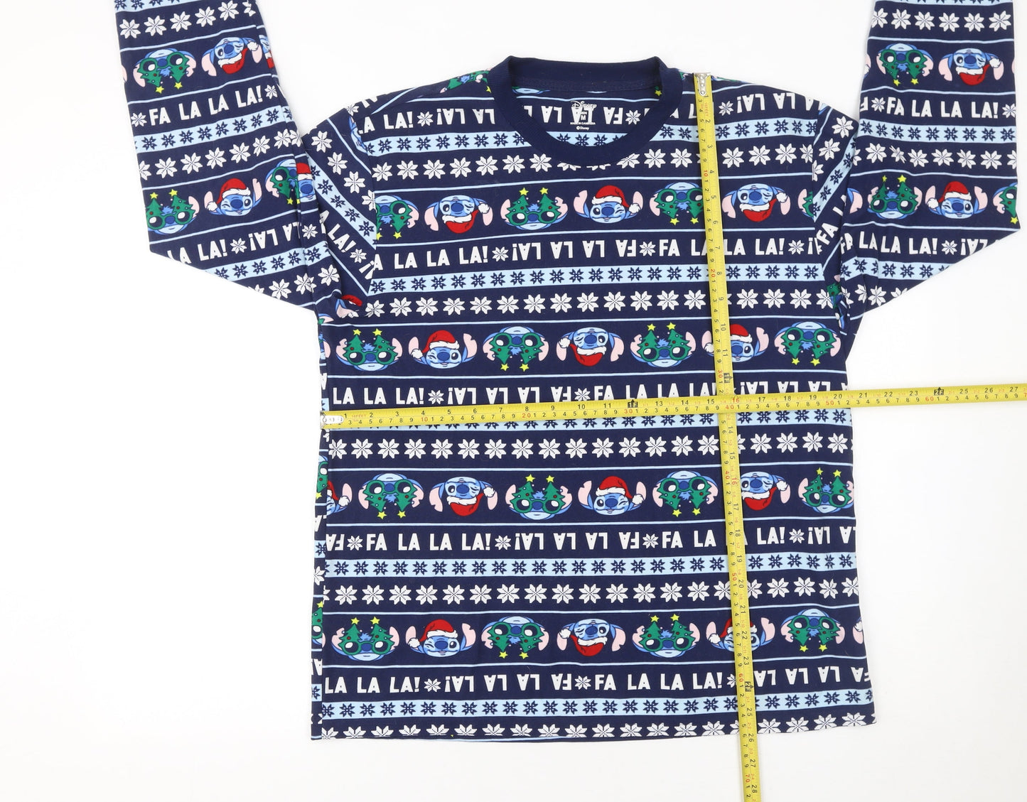Disney Lilo & Stitch Men's Blue Christmas Cotton Pyjama Top M
