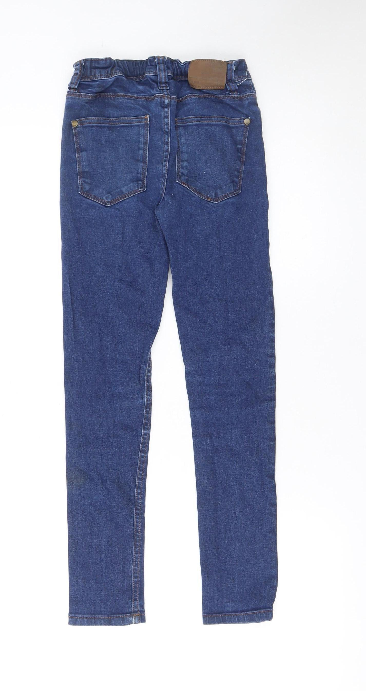 Next Girls Blue Skinny Stretch Denim Jeans 10 Years Adjustable Waist