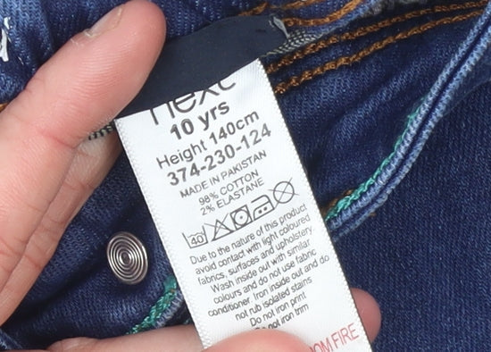 Next Girls Blue Skinny Stretch Denim Jeans 10 Years Adjustable Waist