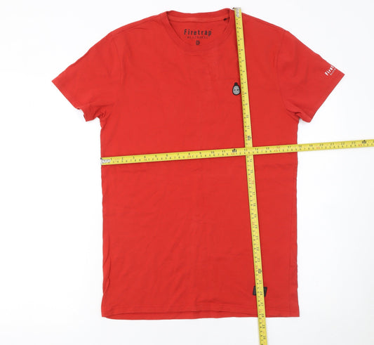 Firetrap Men's Red Cotton Crew Neck Short Sleeve T-Shirt XS