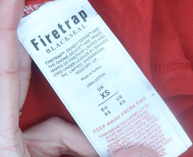 Firetrap Men's Red Cotton Crew Neck Short Sleeve T-Shirt XS