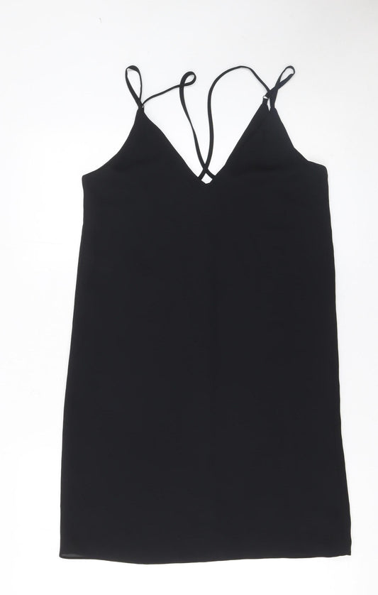 Topshop Women’s Black Size 8 Slip Dress Sleeveless Short Polyester