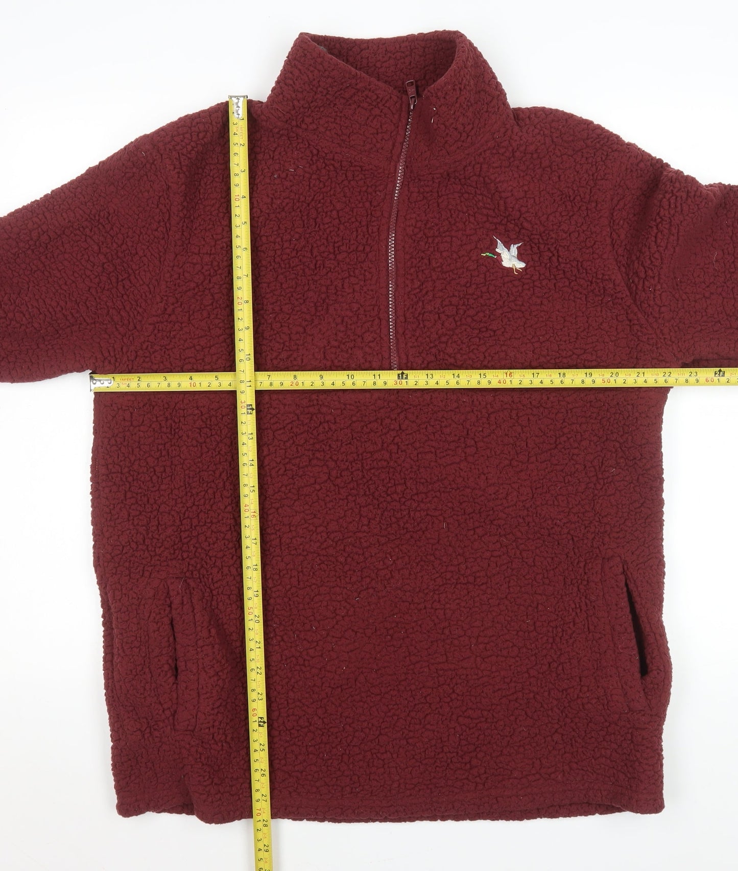 Chevignon Mens Red Fleece 1/4 Zip Pullover Sweatshirt 2XL
