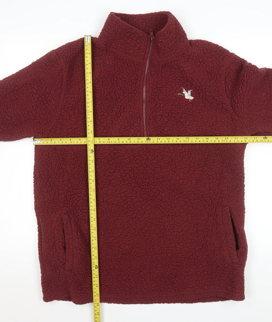 Chevignon Mens Red Fleece 1/4 Zip Pullover Sweatshirt 2XL