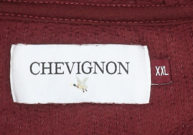 Chevignon Mens Red Fleece 1/4 Zip Pullover Sweatshirt 2XL