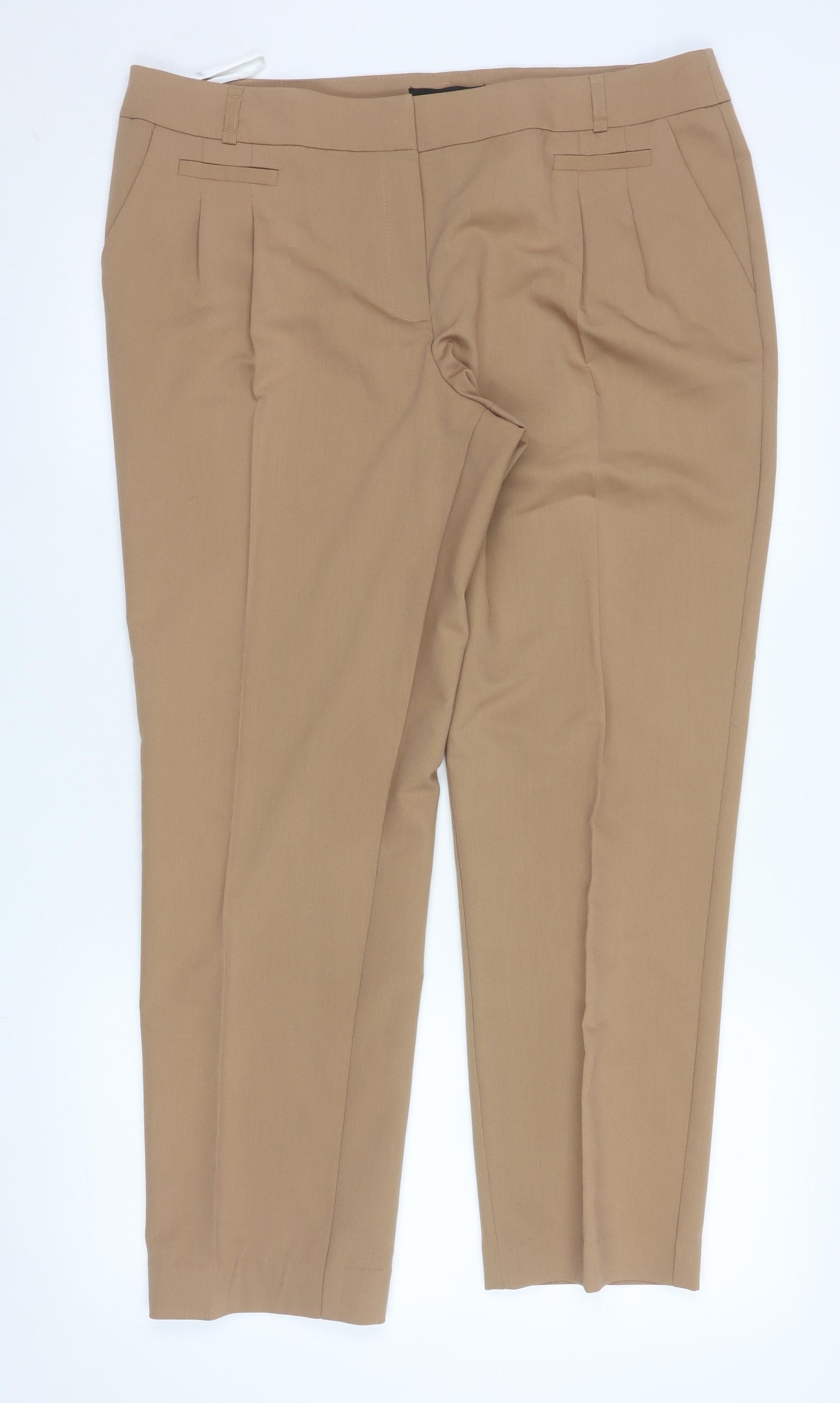 Dunnes Men’s Beige Regular Fit Pleated Trousers Size 16 30in Waist