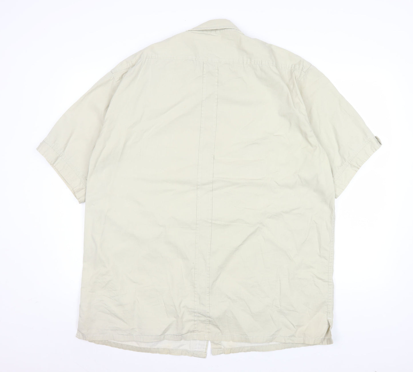 Club Room Men Beige XL Short Sleeve Cotton Button-Up Shirt