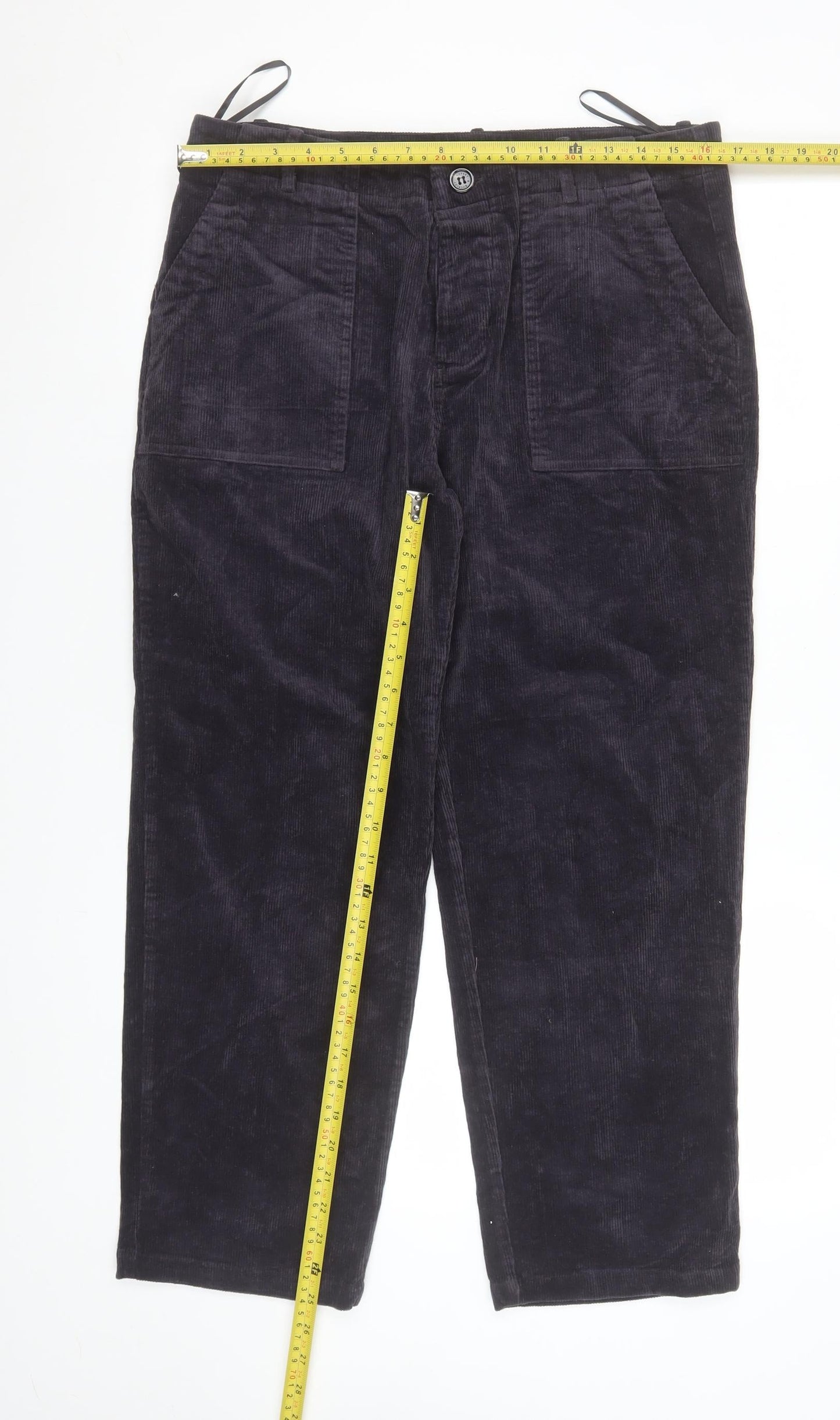 Rupert & Buckley Women's Black Corduroy Chino Trousers Size 16