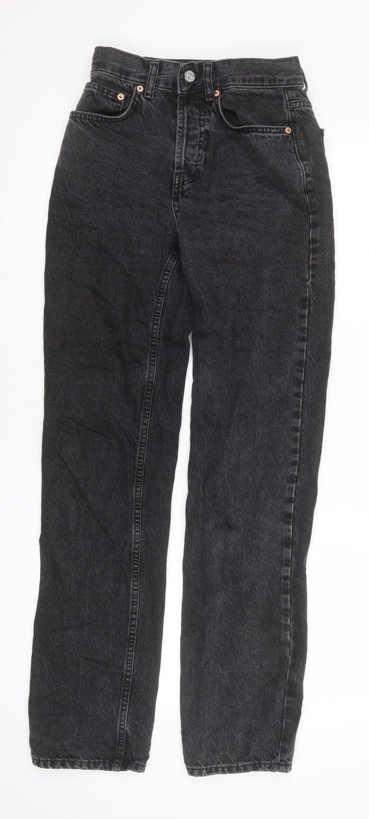ASOS Women Black Straight High Rise Jeans Size 8 Regular 100% Cotton