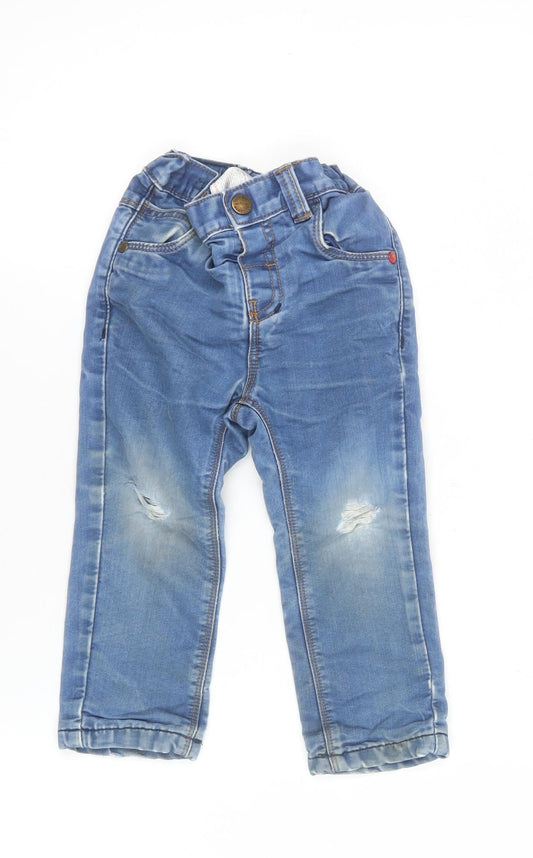 Next Unisex Baby Blue Stretch Jeans 18-24 Months Elastic Waist Denim