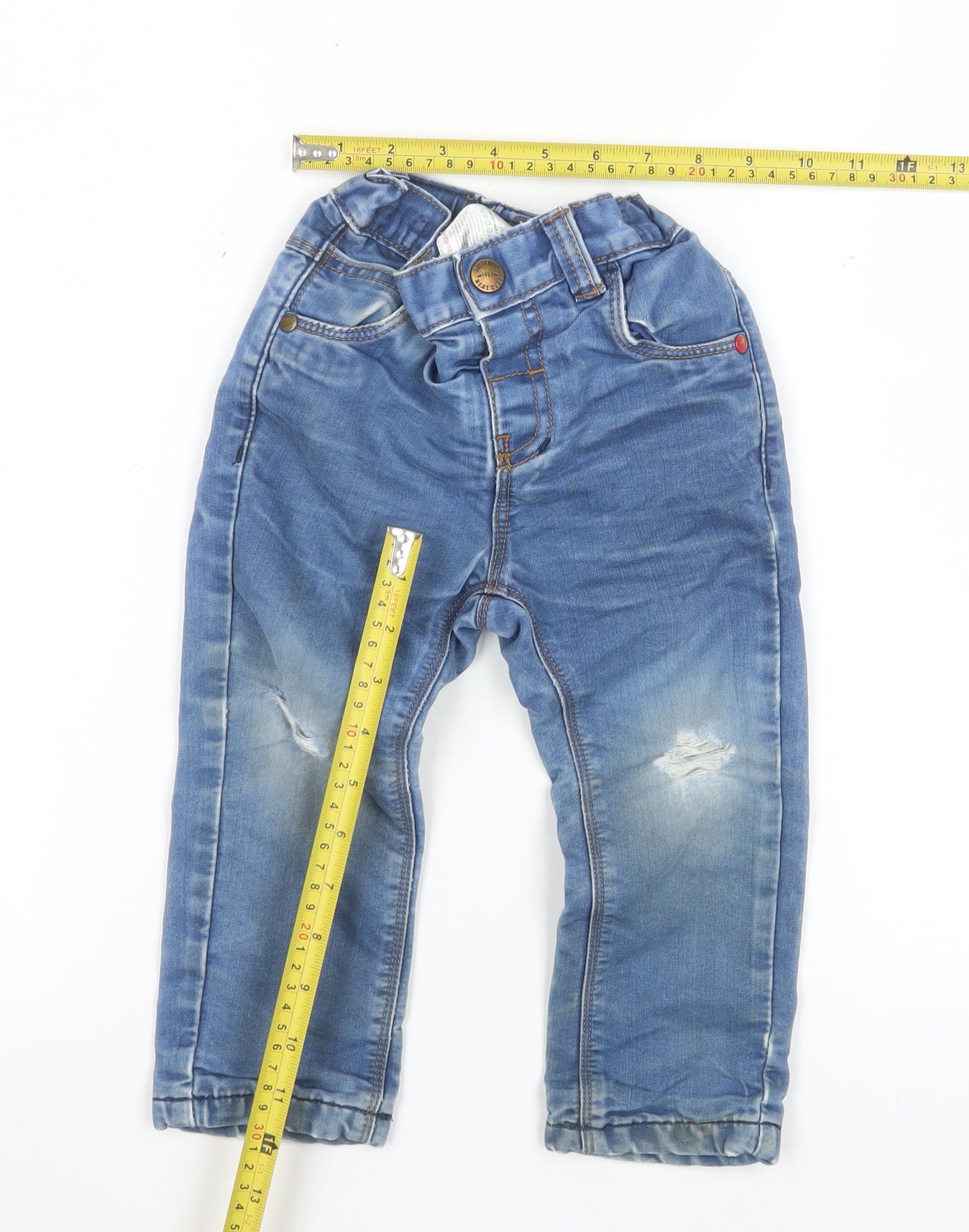 Next Unisex Baby Blue Stretch Jeans 18-24 Months Elastic Waist Denim