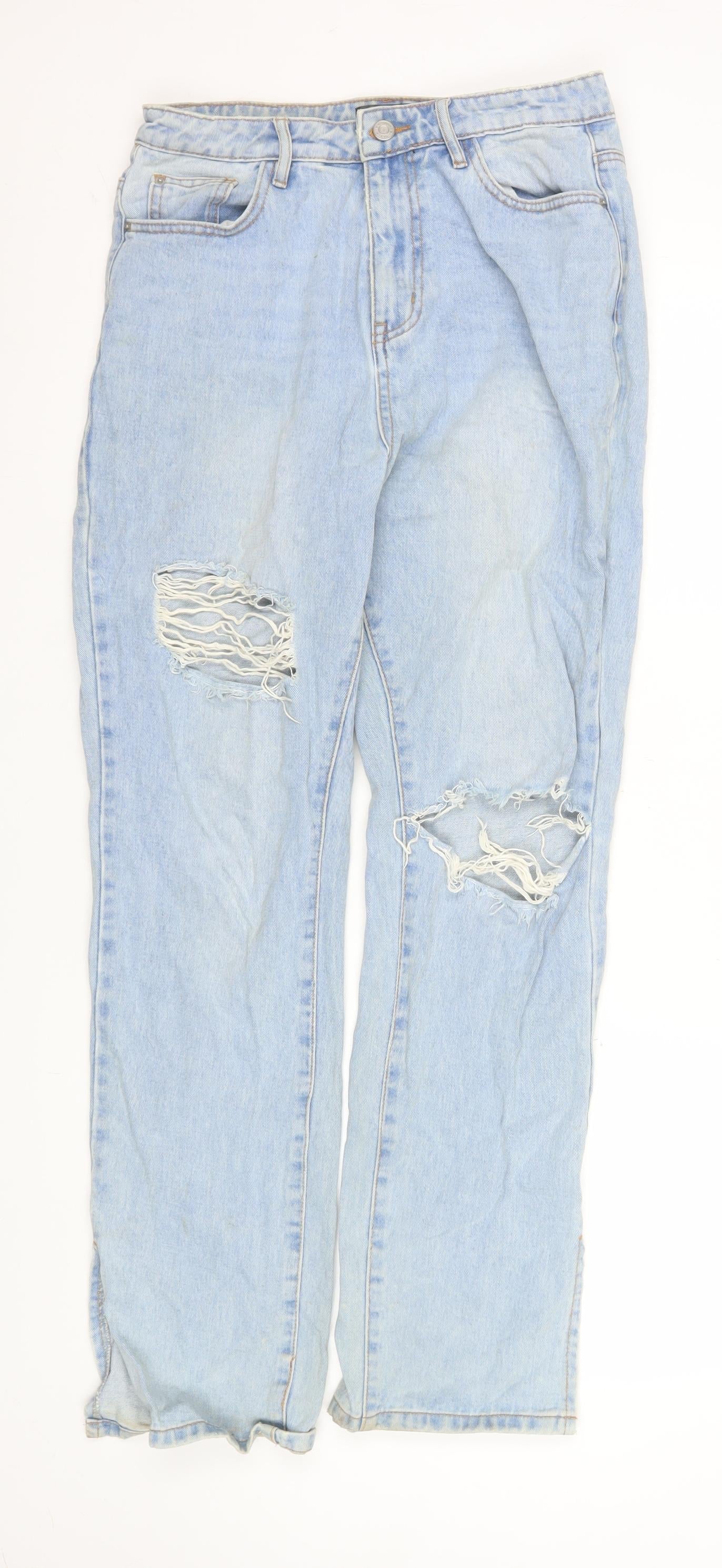 Missguided Women’s Blue Distressed Mom Jeans Size 12 High Rise