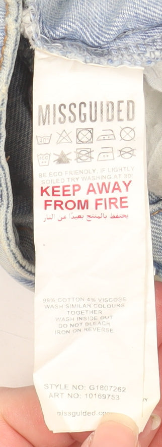 Missguided Women’s Blue Distressed Mom Jeans Size 12 High Rise