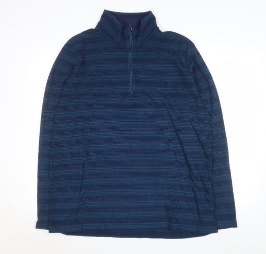 Hi Gear Men’s Blue Striped 1/4 Zip Fleece Pullover Sweatshirt 2XL