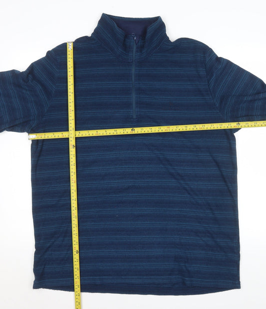 Hi Gear Men’s Blue Striped 1/4 Zip Fleece Pullover Sweatshirt 2XL