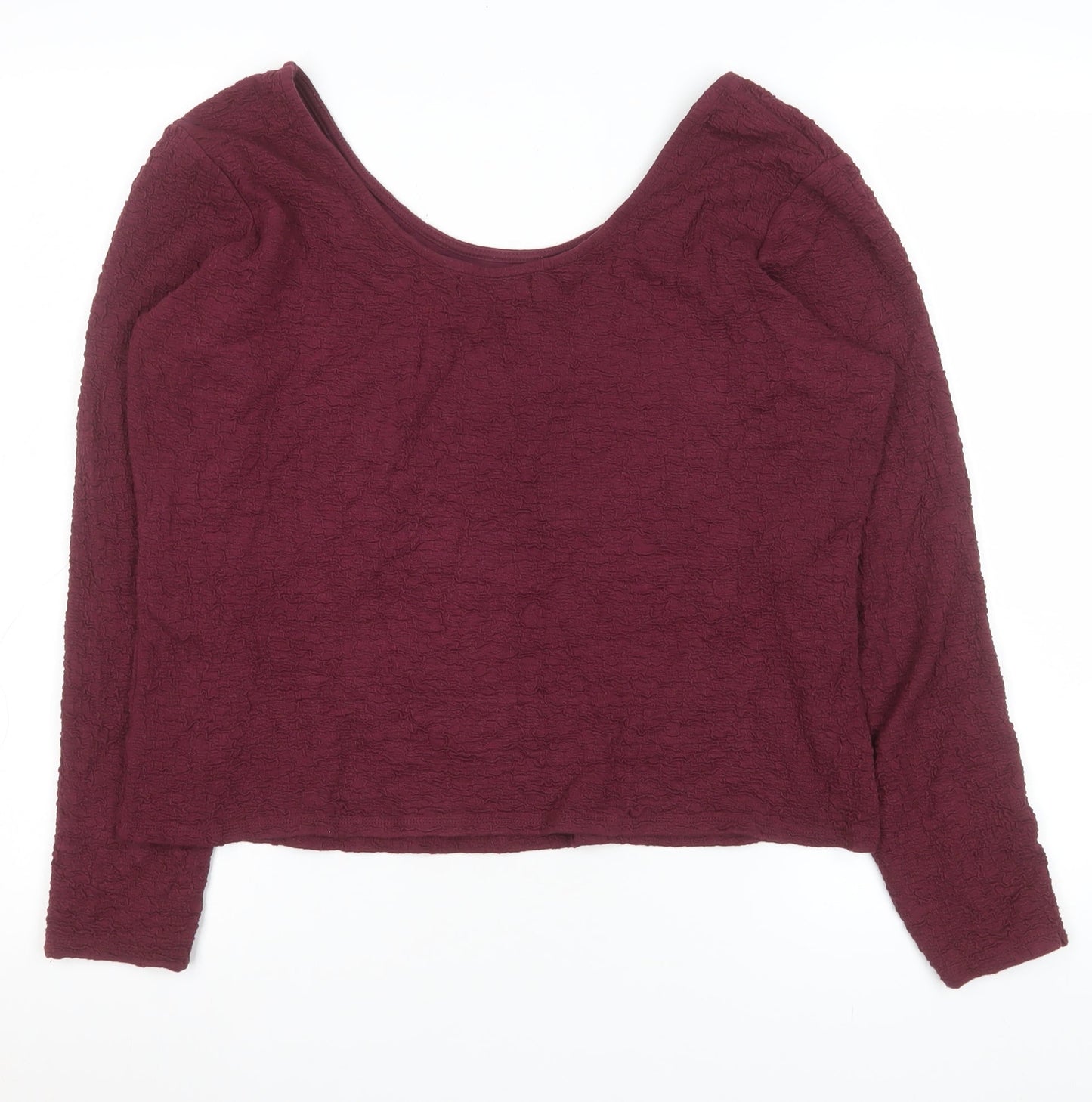 Gallery Womens Burgundy Long Sleeve Scoop Neck Stretch Blouse Size L